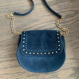 &other stories small suede bag in navy